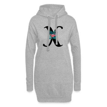 lettre X fleuris - Sweat-shirt à capuche long Femme - gris chiné - Devant