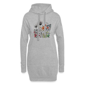 Fleur - Sweat-shirt à capuche long Femme - gris chiné - Devant