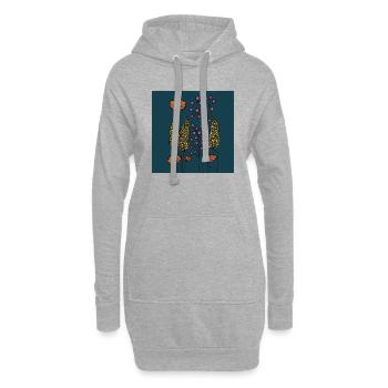 Blumen Zeichnung orange dunkelblau bunt - Hoodie-Kleid - Grau meliert - Vorne