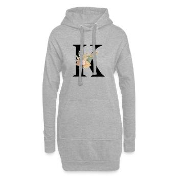 blumiger Buchstabe K - Hoodie-Kleid - Grau meliert - Vorne