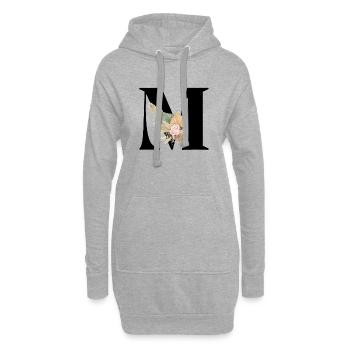 lettre M fleuris - Sweat-shirt à capuche long Femme - gris chiné - Devant
