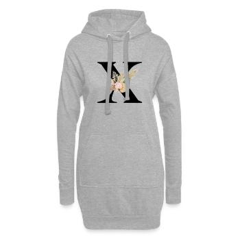 lettre X fleuris - Sweat-shirt à capuche long Femme - gris chiné - Devant