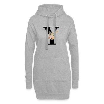 Buchstabe Y Blumen - Hoodie-Kleid - Grau meliert - Vorne