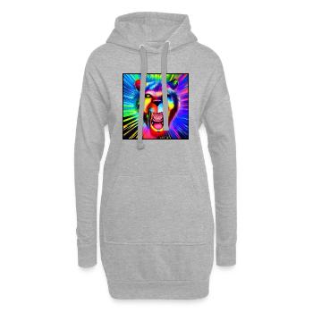 lion cool coloré montre ses dents à la fête - Sweat-shirt à capuche long Femme - gris chiné - Devant