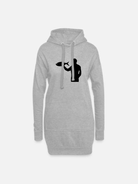 Pêche - Sweat-shirt à capuche long Femme - gris chiné