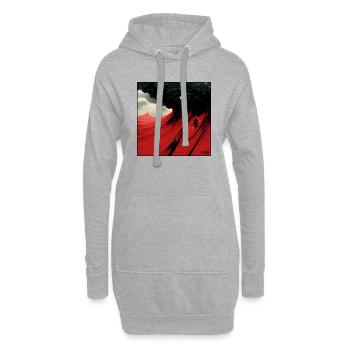 red sky - Sweat-shirt à capuche long Femme - gris chiné - Devant