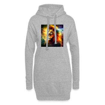 Lion mystique - Sweat-shirt à capuche long Femme - gris chiné - Devant