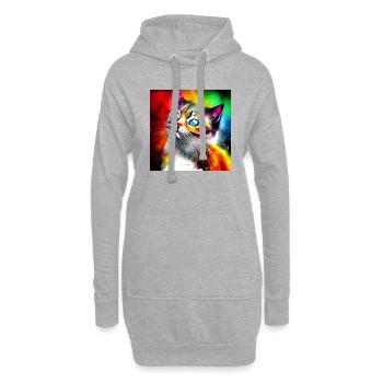 Süße bunte Katze - Hoodie-Kleid - Grau meliert - Vorne