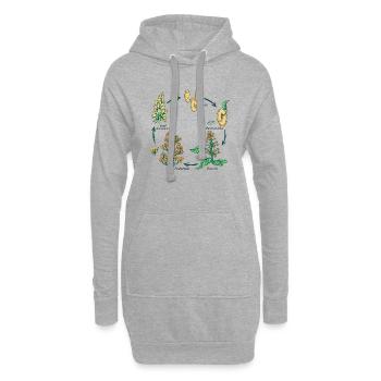 Blumen und Pflanze Lebenszyklus - Hoodie-Kleid - Grau meliert - Vorne