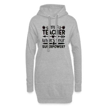 Ich bin Lehrer Superkraft Superkraft Mathematik - Hoodie-Kleid - Grau meliert - Vorne