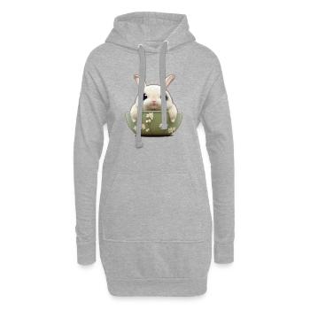 Süßer Hase in Schale - Hoodie-Kleid - Grau meliert - Vorne