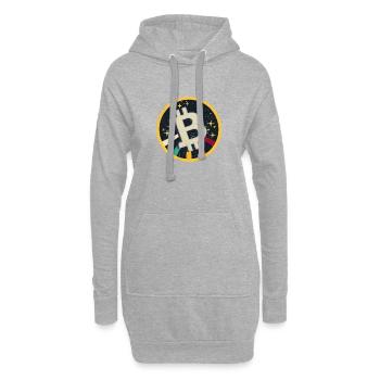 Bitcoin logo - Sweat-shirt à capuche long Femme - gris chiné - Devant