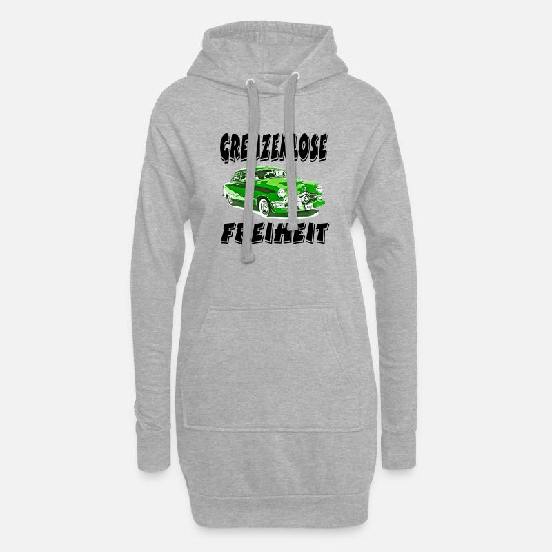 Auto - Hoodie-Kleid - Grau meliert