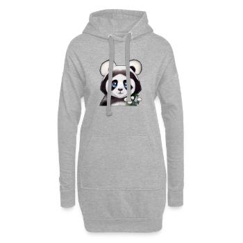 Panda aux fleurs - Sweat-shirt à capuche long Femme - gris chiné - Devant
