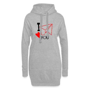 I love you - Hoodie-Kleid - Grau meliert - Vorne