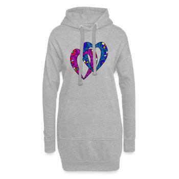 Herz - Hoodie-Kleid - Grau meliert - Vorne