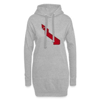Blitz rot - Hoodie-Kleid - Grau meliert - Vorne