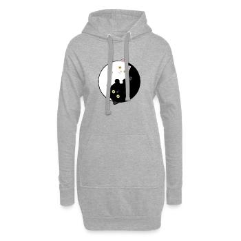 Schwarz-weiße Yin Yang Katzen - Hoodie-Kleid - Grau meliert - Vorne