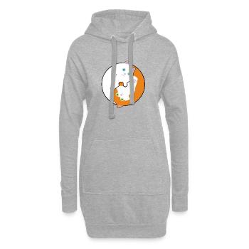 Weiße und rote Yin-Yang-Katzen - Hoodie-Kleid - Grau meliert - Vorne