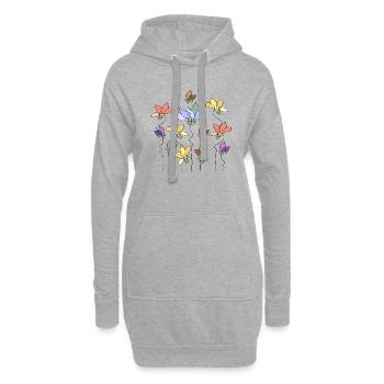 Fleur - Sweat-shirt à capuche long Femme - gris chiné - Devant