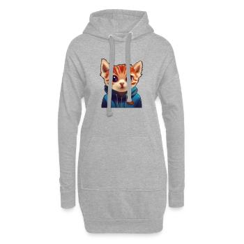 Kitten mit Pullover - Hoodie-Kleid - Grau meliert - Vorne