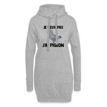 Je peux pas j'ai Pigeon - Sweat-shirt à capuche long Femme - gris chiné - Devant