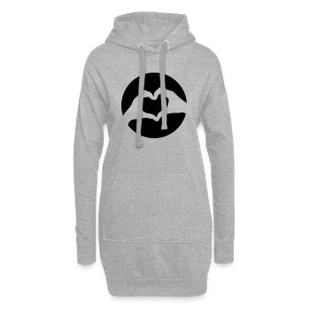 Cœur avec mains Main cœur <3 - Sweat-shirt à capuche long Femme - gris chiné - Devant