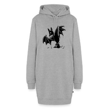 Fledermaus im Tuschenapf - Hoodie-Kleid - Grau meliert - Vorne - AI Model Female 172 light (172cm)