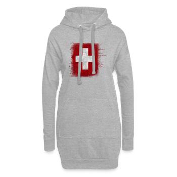 Flagge der Schweiz - Hoodie-Kleid - Grau meliert - Vorne