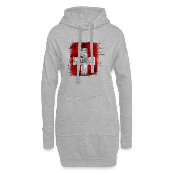 Flagge der Schweiz - Hoodie-Kleid - Grau meliert - Vorne