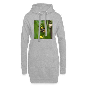 Hummel auf gelber Blüte - Hoodie-Kleid - Grau meliert - Vorne