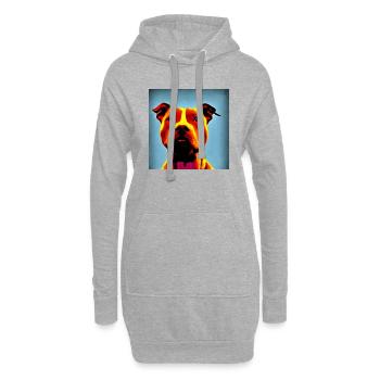 Glücklicher, freundlicher Hund - Hoodie-Kleid - Grau meliert - Vorne