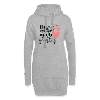 Du machst mich glücklich Liebe Motiv Liebling - Hoodie-Kleid - Grau meliert - Vorne