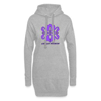 Abstrakte Symmetrie in lila, abstrakte Symmetrie - Hoodie-Kleid - Grau meliert - Vorne