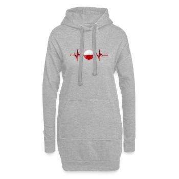 Pologne Football 2022 battement de cœur Pologne - Sweat-shirt à capuche long Femme - gris chiné - Devant