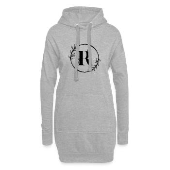 Lettre R Florale - Sweat-shirt à capuche long Femme - gris chiné - Devant