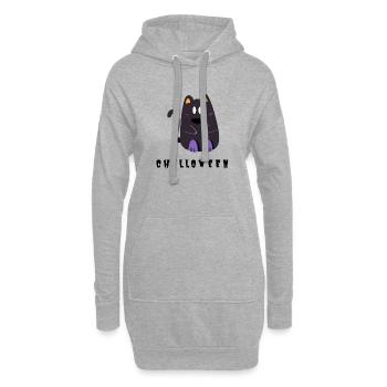 Chat Halloween - Sweat-shirt à capuche long Femme - gris chiné - Devant