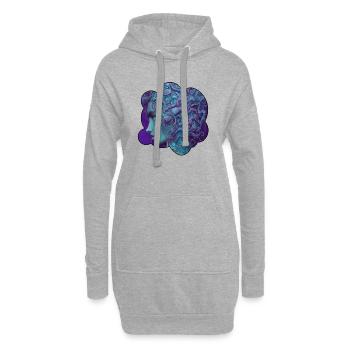 Divinité bleu profond - Sweat-shirt à capuche long Femme - gris chiné - Devant