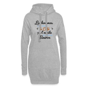 les hommes c'est comme le café...ça t’excite…. - Sweat-shirt à capuche long Femme - gris chiné - Devant
