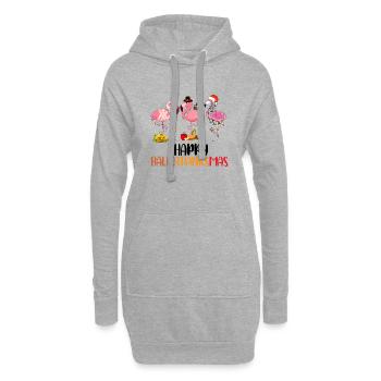 Happy Hallothanksmas - Sweat-shirt à capuche long Femme - gris chiné - Devant