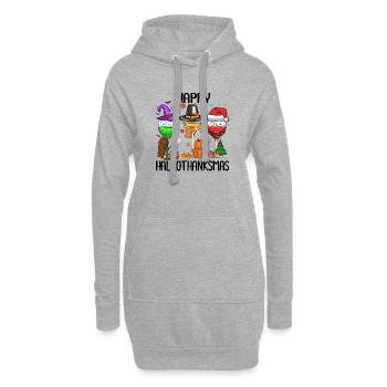 Happy Hallothanksmas - Sweat-shirt à capuche long Femme - gris chiné - Devant