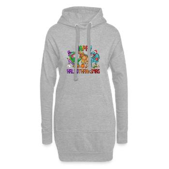 Happy Hallothanksmas - Sweat-shirt à capuche long Femme - gris chiné - Devant