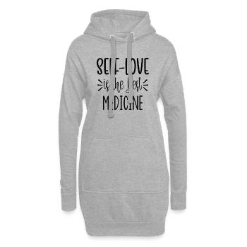Self Love is the best Medicine - Hoodie-Kleid - Grau meliert - Vorne