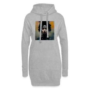 Beau cheveux noirs Femme profil gros plan MOTIF - Sweat-shirt à capuche long Femme - gris chiné - Devant