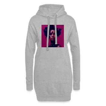 Beaux motifs de portrait africain femme noir rouge - Sweat-shirt à capuche long Femme - gris chiné - Devant