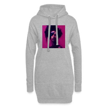 Beaux motifs de portrait africain femme noir rouge - Sweat-shirt à capuche long Femme - gris chiné - Devant