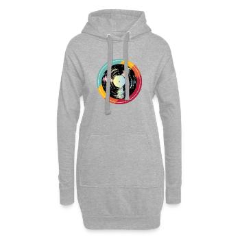 Musik Schallplatte Retro - Hoodie-Kleid - Grau meliert - Vorne