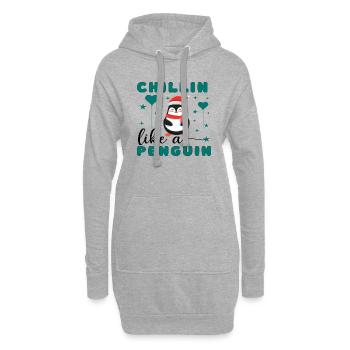 Chillin comme un pingouin - Sweat-shirt à capuche long Femme - gris chiné - Devant