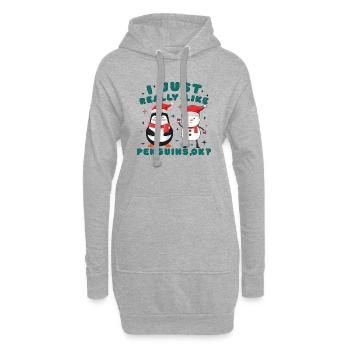 I just really like Penguins, ok? - Hoodie-Kleid - Grau meliert - Vorne