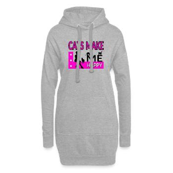 Félin - Sweat-shirt à capuche long Femme - gris chiné - Devant